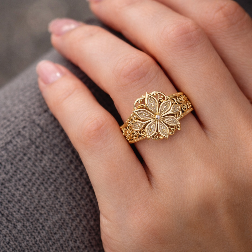 Ariadne | Inel din aur exotic cu zirconii