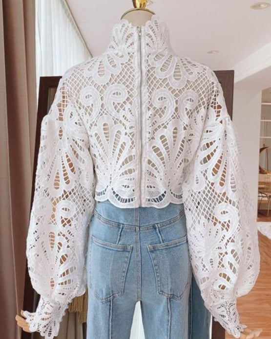Vintage Crop | Bluză albă