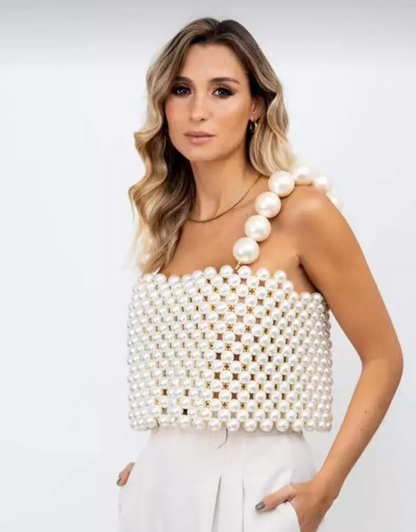 Rosa | Top cu perle