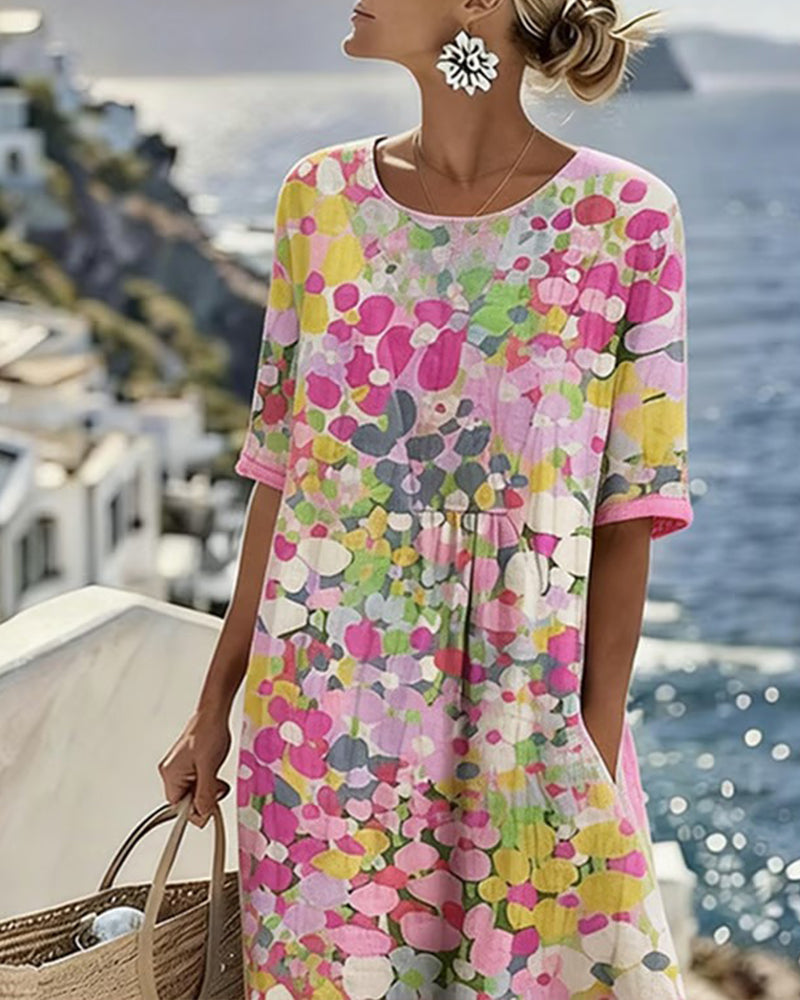 Freesia | Rochie midi florală, lejeră și ușoară