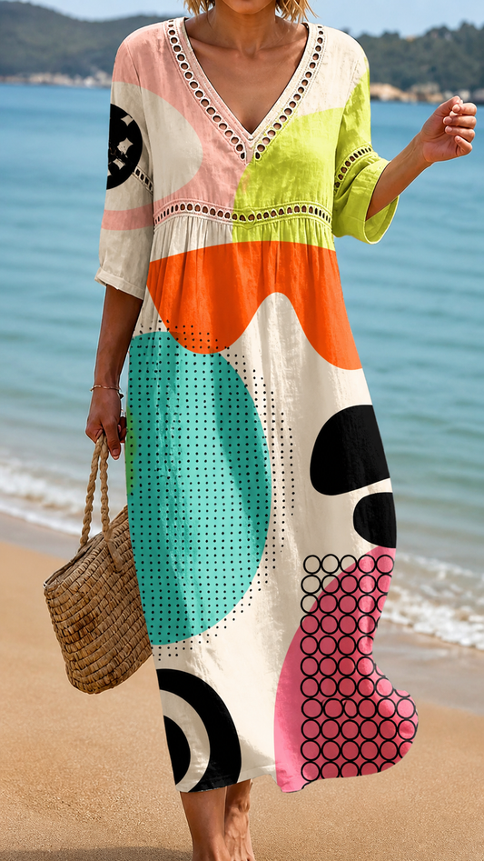 Artia | Rochie de Plajă cu Imprimare Abstractă Colorată