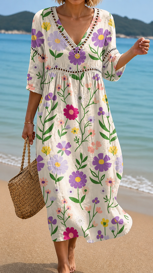 Bloom | Rochie de Plajă Florală Vibrantă de Grădină