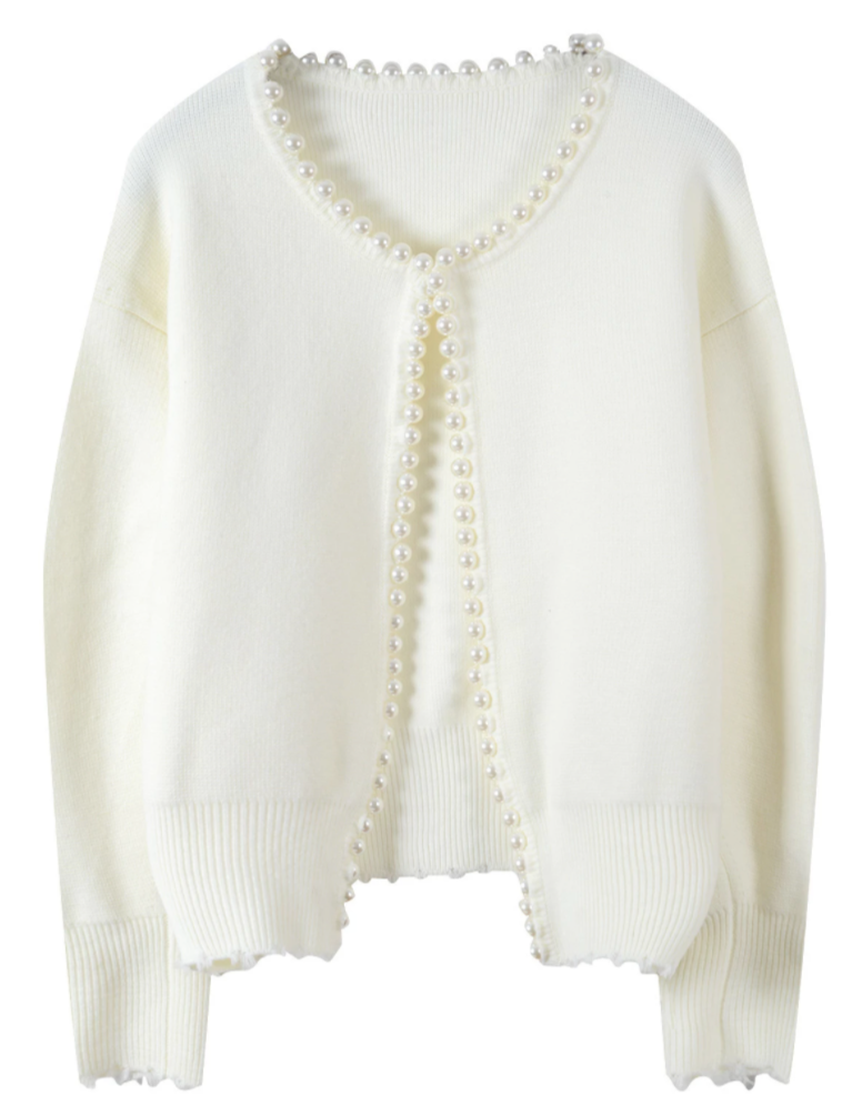 Per La | Cardigan cu perle (negru)