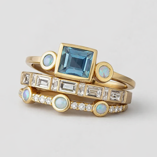 Josephine | Inel vintage din cristal albastru