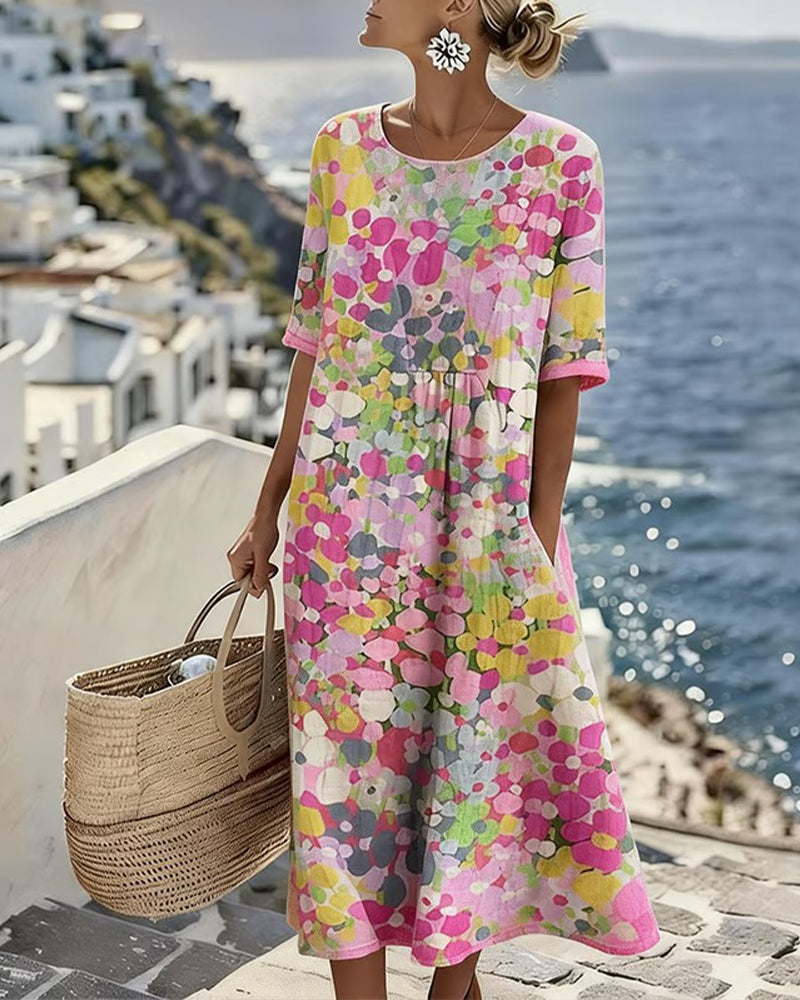 Freesia | Rochie midi florală, lejeră și ușoară