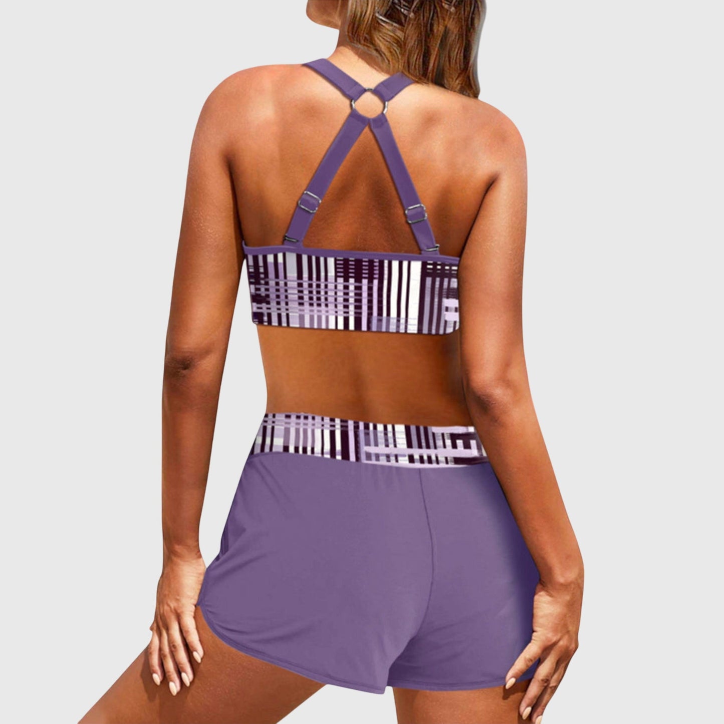 Janelle | Bikini cu Talie Înaltă cu Dungi