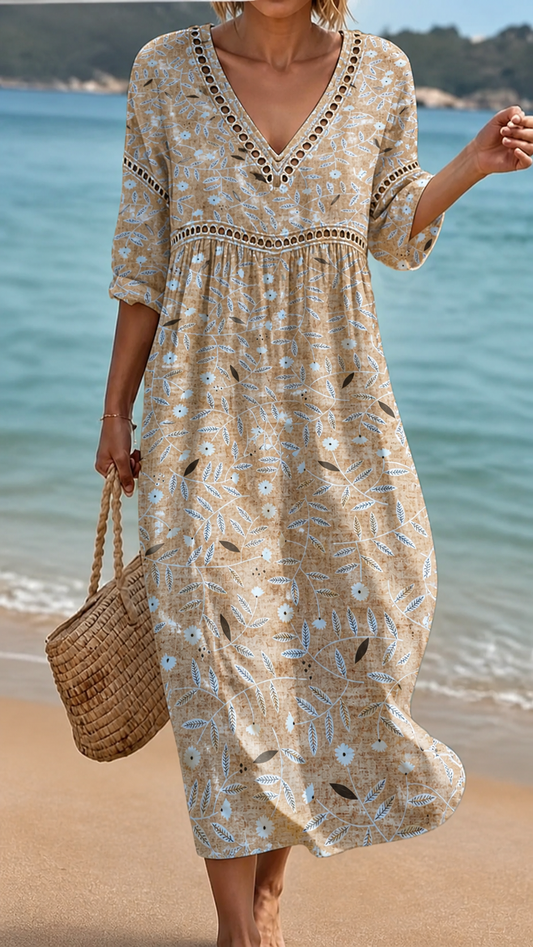 Sienna | Rochie Florală în Nuante Caldă