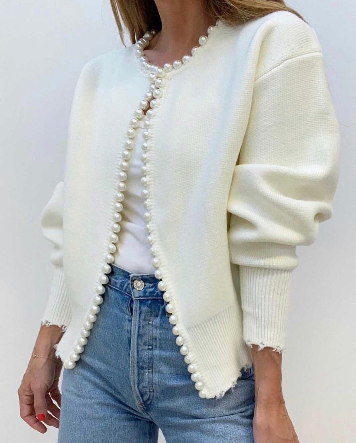 Per La | Cardigan cu perle (negru)