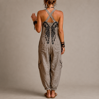 Elena | Salopetă boho brodată