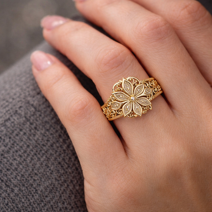 Ariadne | Inel din aur exotic cu zirconii