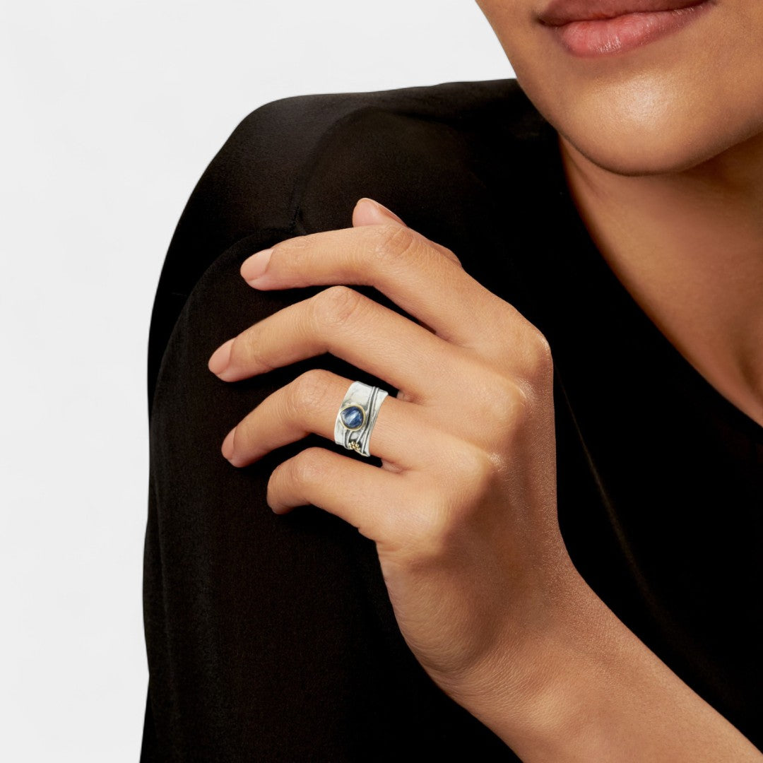 Alexandra | Inel vintage elegant din argint cu safir albastru