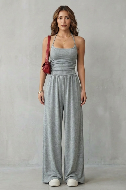 Anemone | Jumpsuit lejer cu bretele spaghetti și pantaloni largi