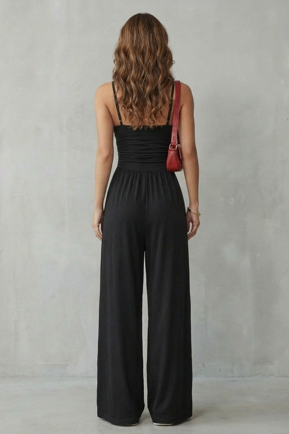 Anemone | Jumpsuit lejer cu bretele spaghetti și pantaloni largi