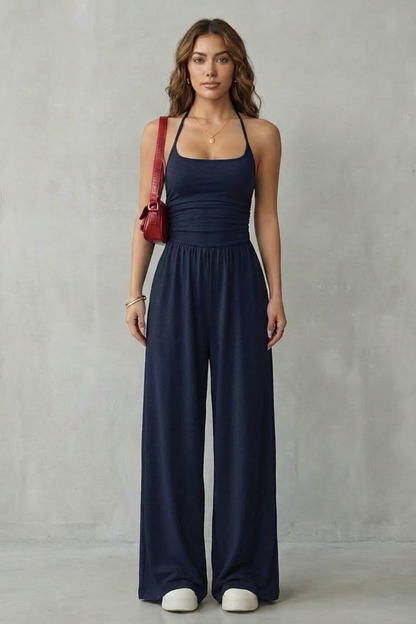 Anemone | Jumpsuit lejer cu bretele spaghetti și pantaloni largi
