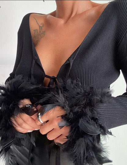 Revekka | Crop top cu pene