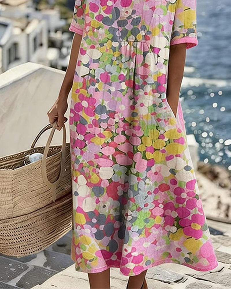Freesia | Rochie midi florală, lejeră și ușoară