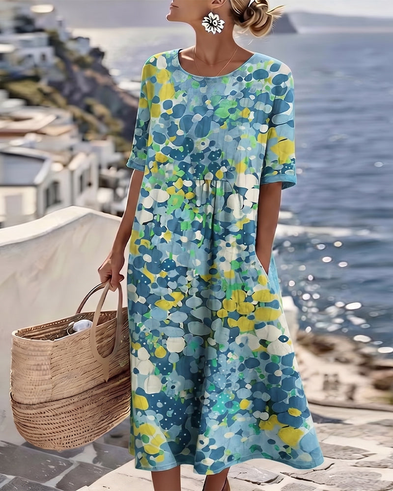 Freesia | Rochie midi florală, lejeră și ușoară