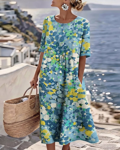Freesia | Rochie midi florală, lejeră și ușoară
