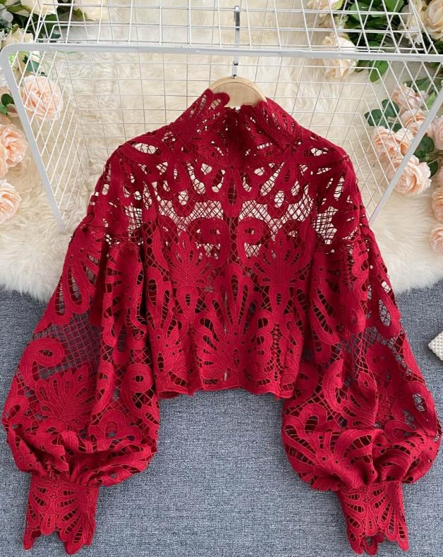 Vintage Crop | Bluză roșie