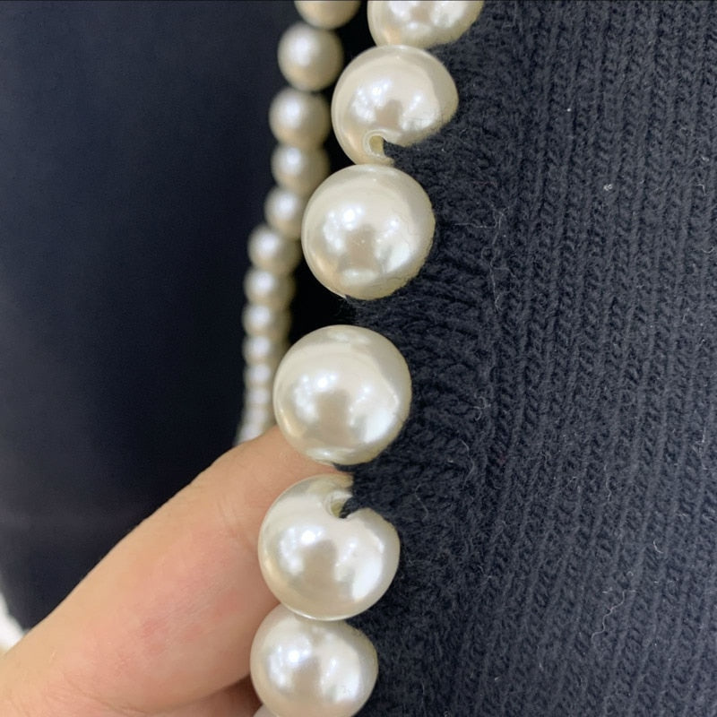 Per La | Cardigan cu perle (negru)