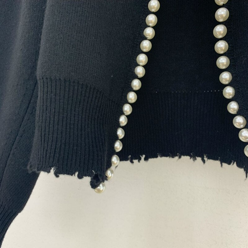 Per La | Cardigan cu perle (negru)