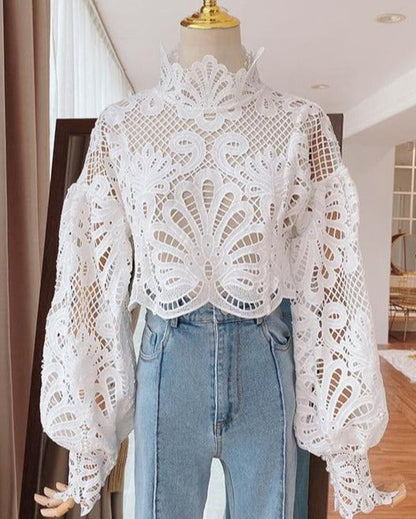 Vintage Crop | Bluză albă
