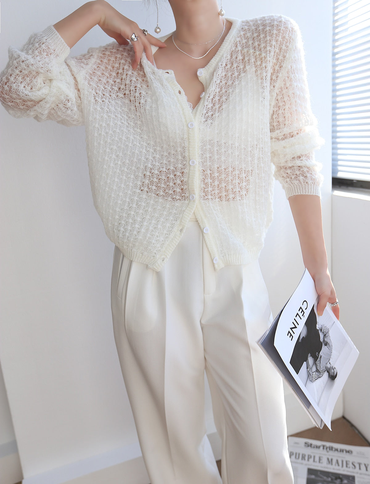 Transparent | Top tricotat fin