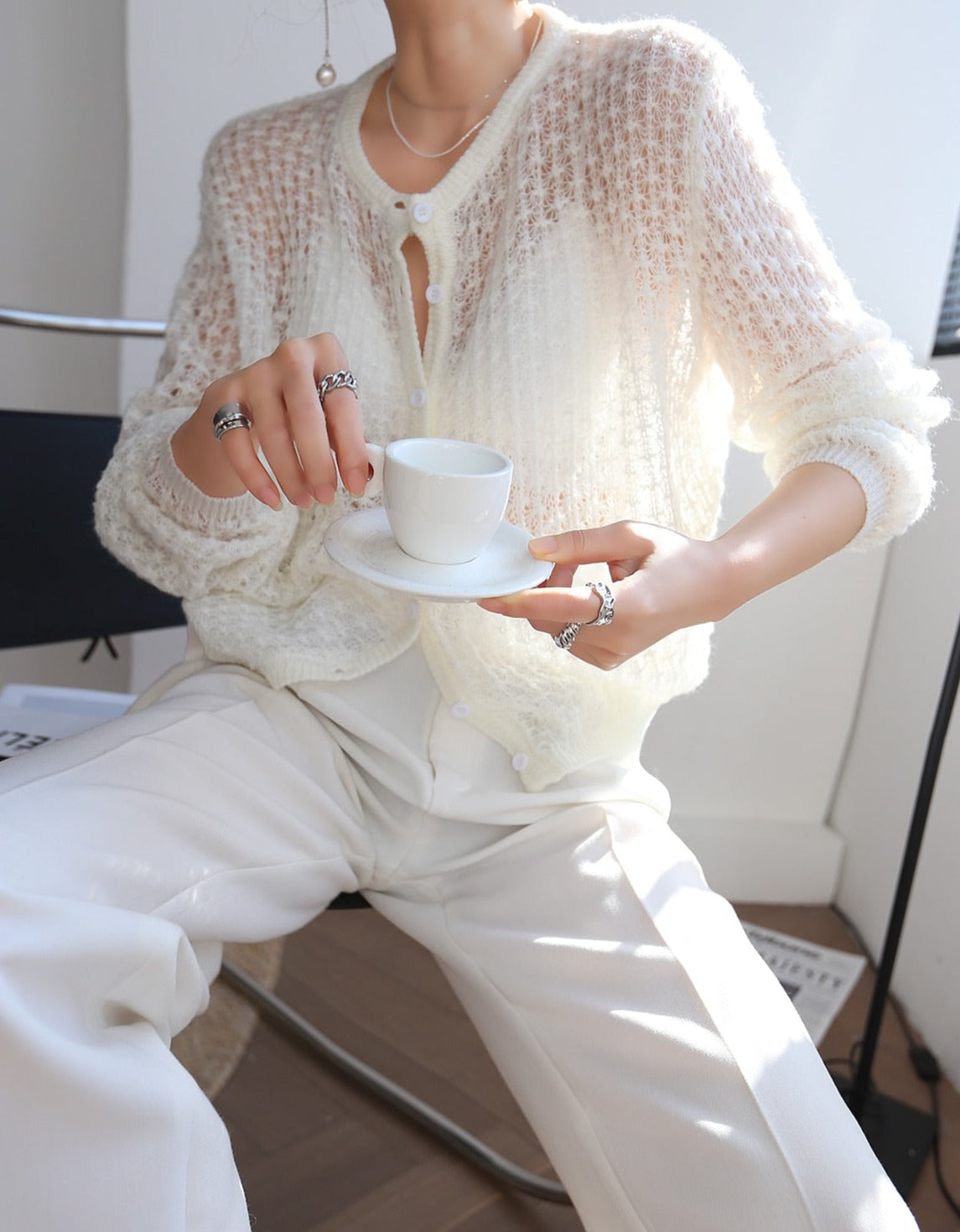 Transparent | Top tricotat fin